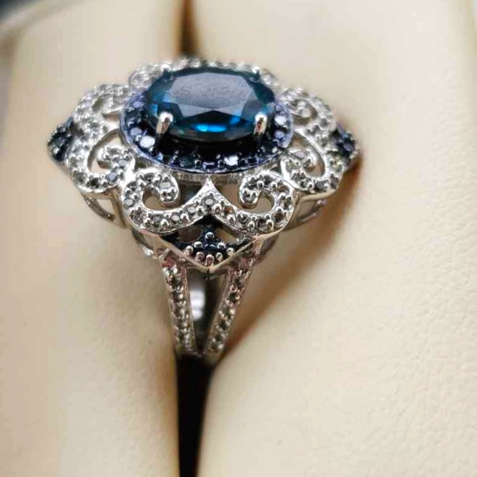 London Blue Topaz And Diamond Diamond Ring